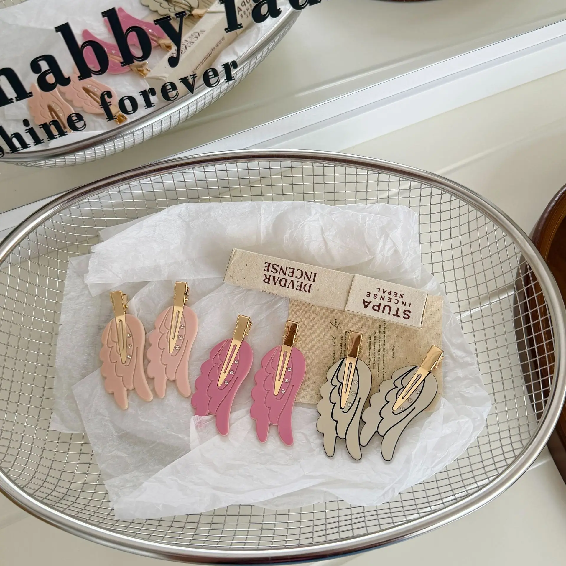 Acetate Hair Clips with Floral Stars Triangles Korean Graceful Retro for Side Bangs Makeup Styling Women Everyday Hold