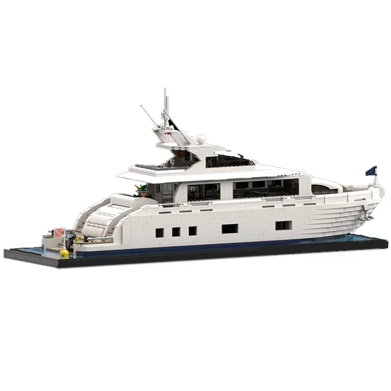 

Moc Building Blocks Luxury Yacht Minifigure Size Model Technical Bricks DIY Assembly Construction Toys For Child Holiday Gifts