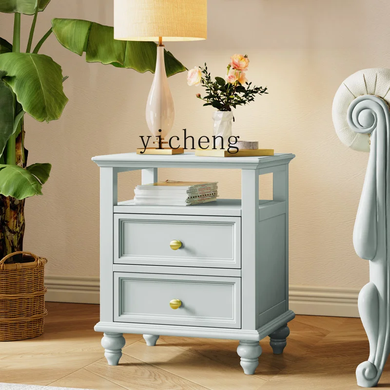 

LX solid wood bedside table modern simple table bedroom premium square side table