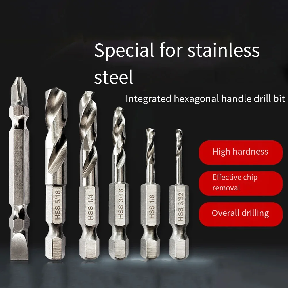 Short Drill Bits with Hex Shank Configuration for Secure Chuck Engagement and Stable Rotation During High Drilling
