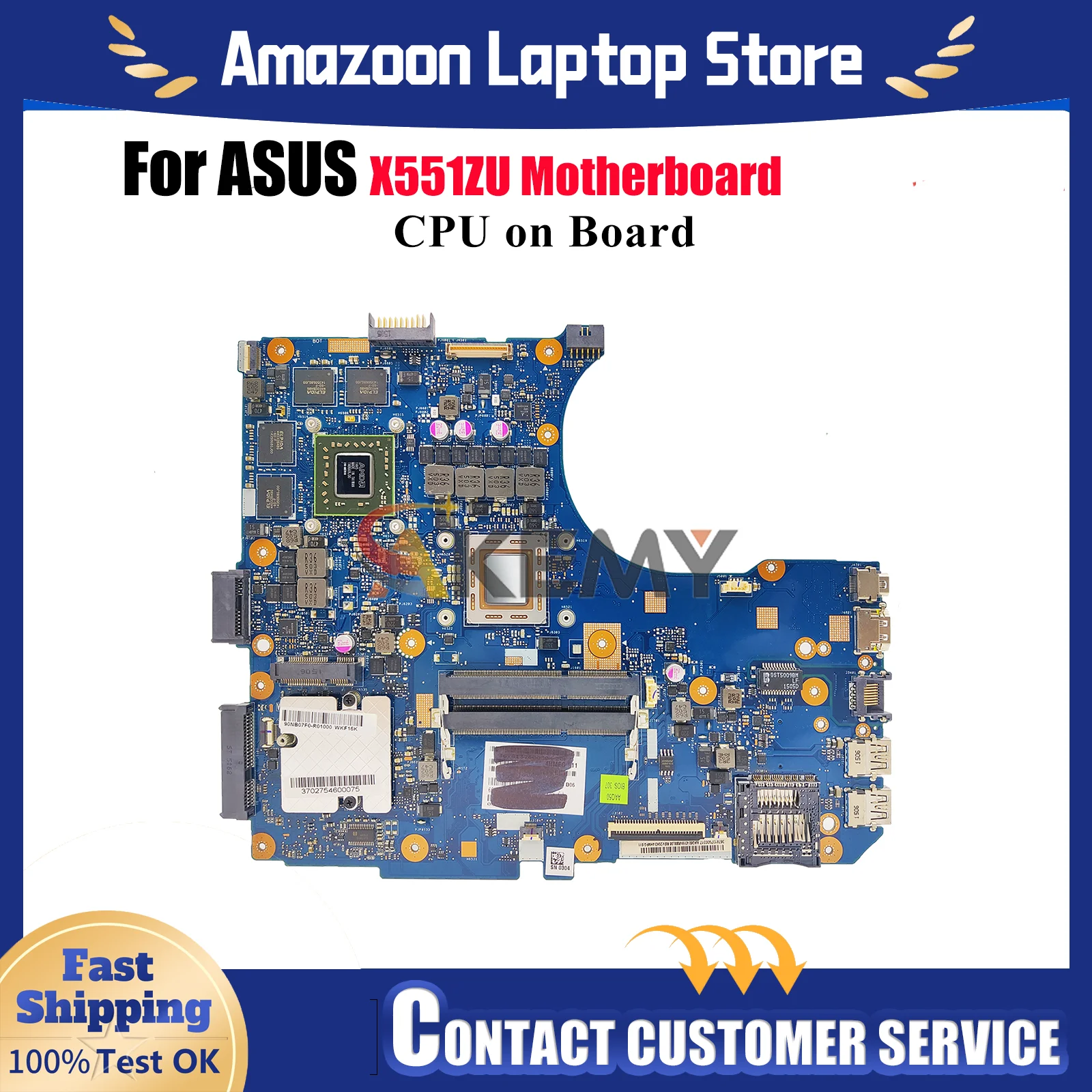 

X551ZU Laptop Motherboard For ASUS VivoBook X551Z X551ZU Notebook Mainboard With CPU 100% tests OK fast shipping High quality