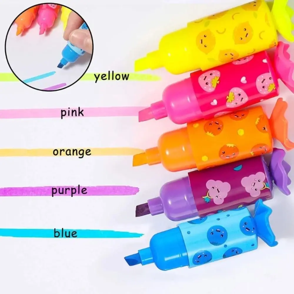 

1/6pcs Cute Creative Highlighter Candy Kawaii Fluorescent Pe Mini Markers Office