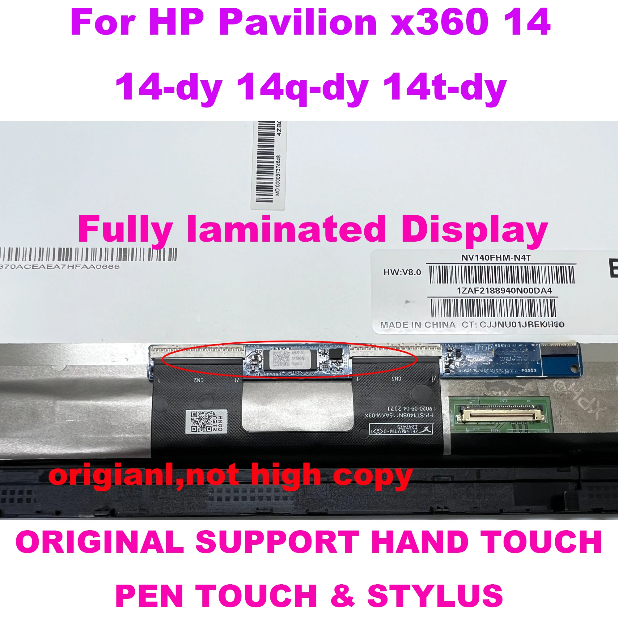 Imagem -03 - Conjunto da Substituição da Tela Táctil do Lcd 14 Dentro 14 dy 1920*1080 M45013001 hp Pavilhão X360 14-dy 14q-dy 14t-dy Tpn-w148 Laptop