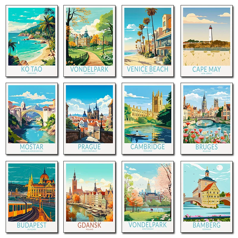 German Thai Travel around the world local characteristics architecture Cities Wall Art Posters Canvas Paintings Home Room Dec