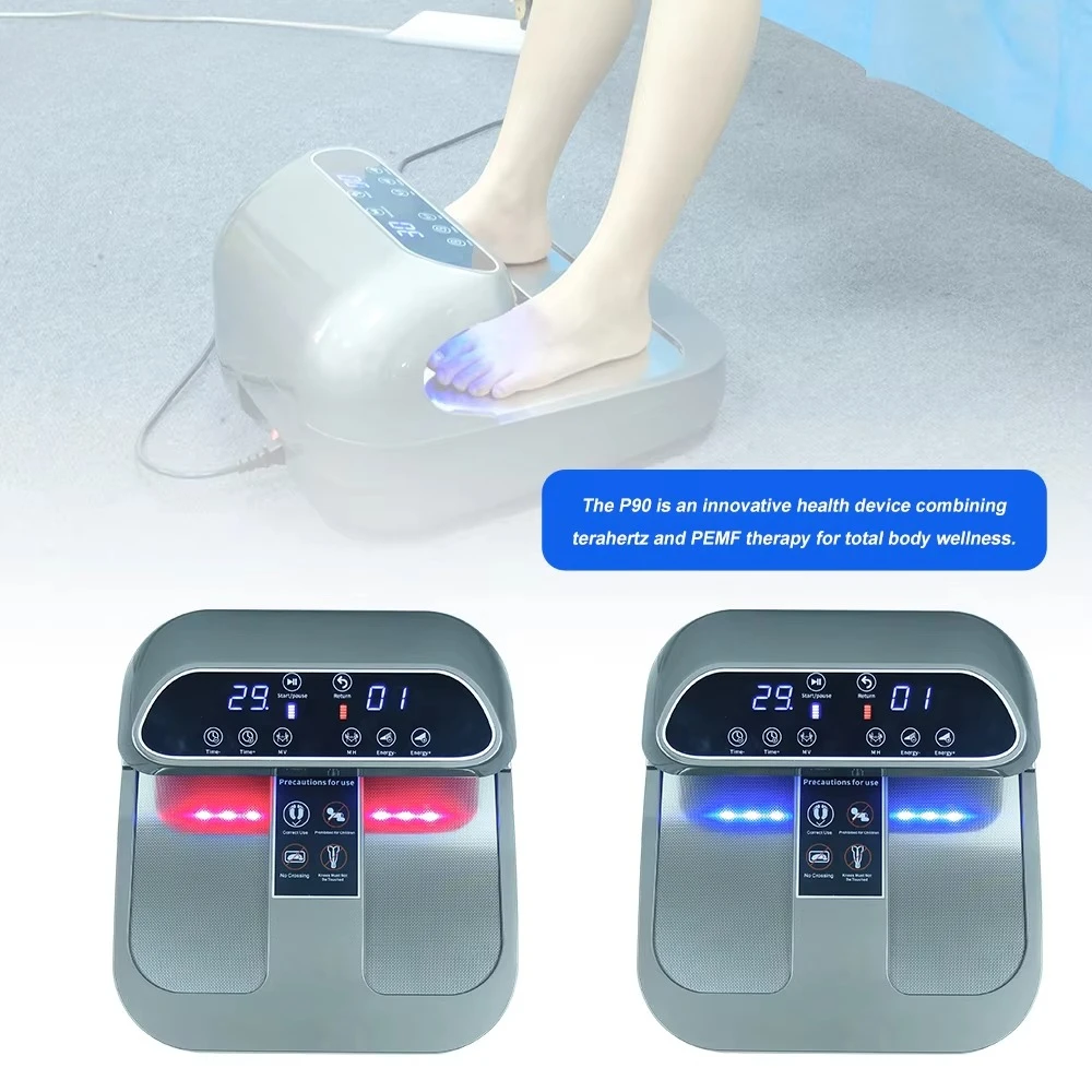 Newly designed terahertz biofrequency magnetic therapy foot massager, red and blue light health therapy machine cell generator