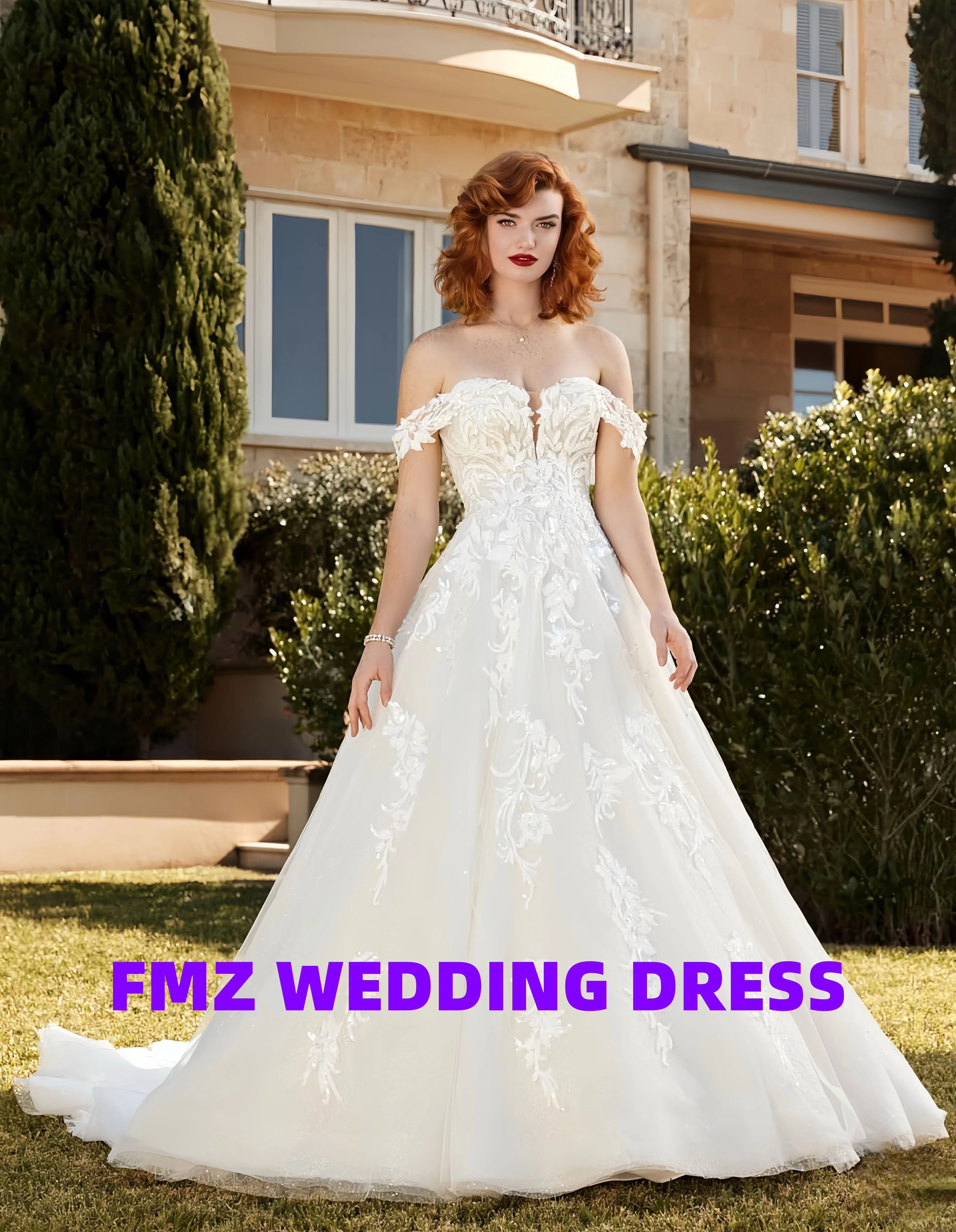 Customized Gorgeous women's wedding dress V-neck sleeveless decal A-LINE Elegant wedding dress vestidos de novia