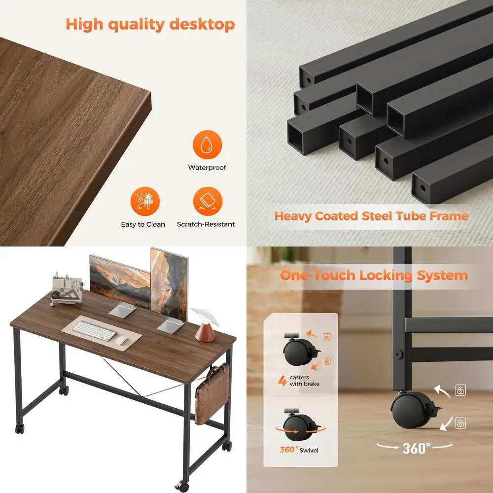 

Portable Rolling Desk for Gaming and Home Office, Compact Design for Small Spaces, Ideal for Studying and Writing