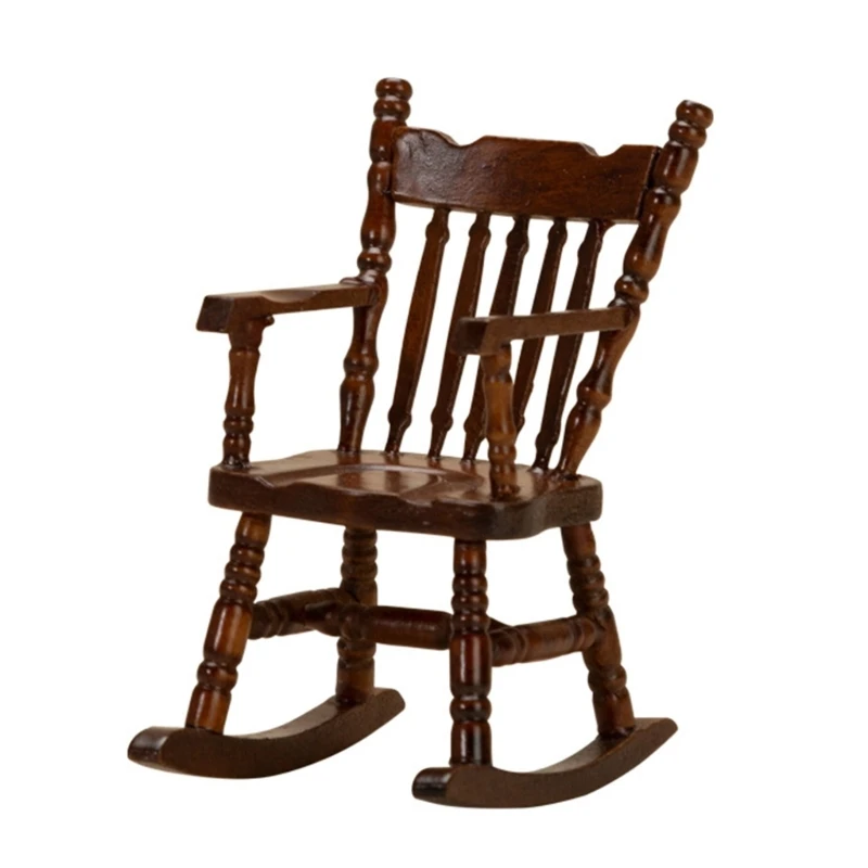 

Realistic Retro Rocking Chair Realistic Pretend Play for Kids Role Display Rocking Chair Model Toy 1:12 Doll House 15UB