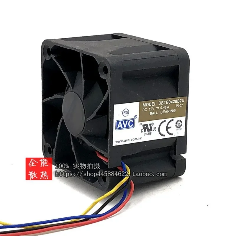 for AVC DBTB0428B2U 12V 0.48A 40mm 4028 4-Wire PWM Temperature Controlled Cooling Fan