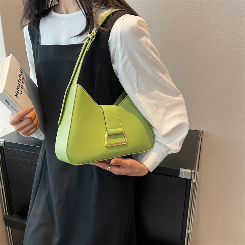 MOODS Branded Shoulder Bags For Women 2023 Luxury Designer Purse And Handbags Pure Color PU Leather Underarm Side Bag Sac A Main