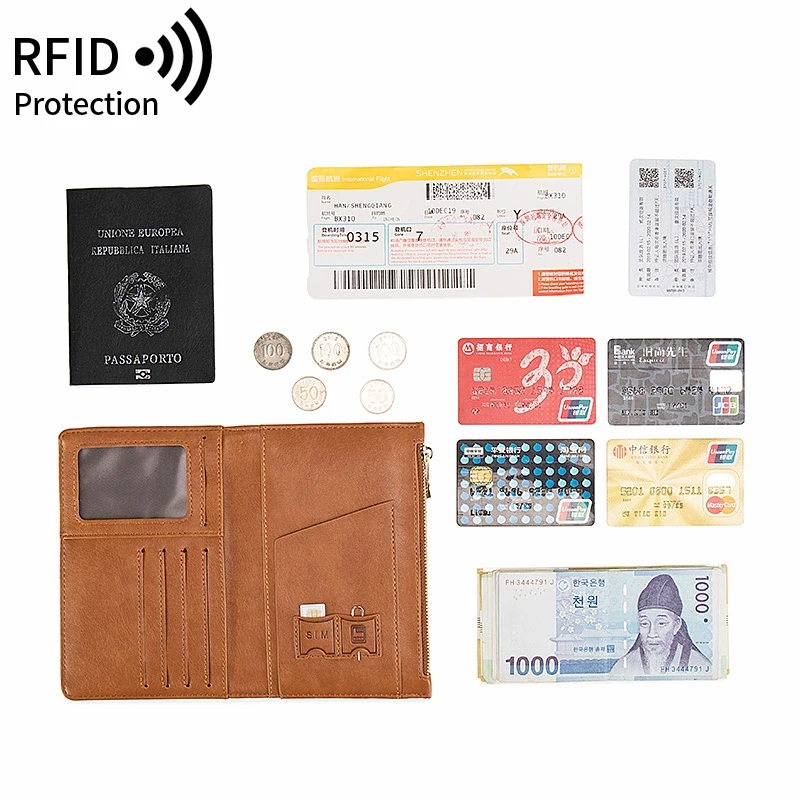 Minimalist and fashionable RFID travel passport set+PU luggage label 2 pieces/set suitable for men and women's travelaccessories