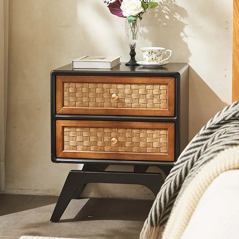Rattan Nature Nightstands Organizer Designer Space Saving Adult Bedside Table Nordic Salon Luxury Mesas De Noche Home Furniture
