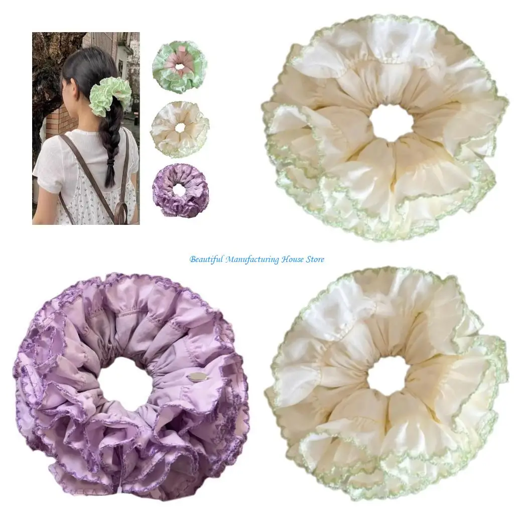 E56A Unique Hair Ties Women's Hair Accessories Soft Scrunchies With Pleated Detail