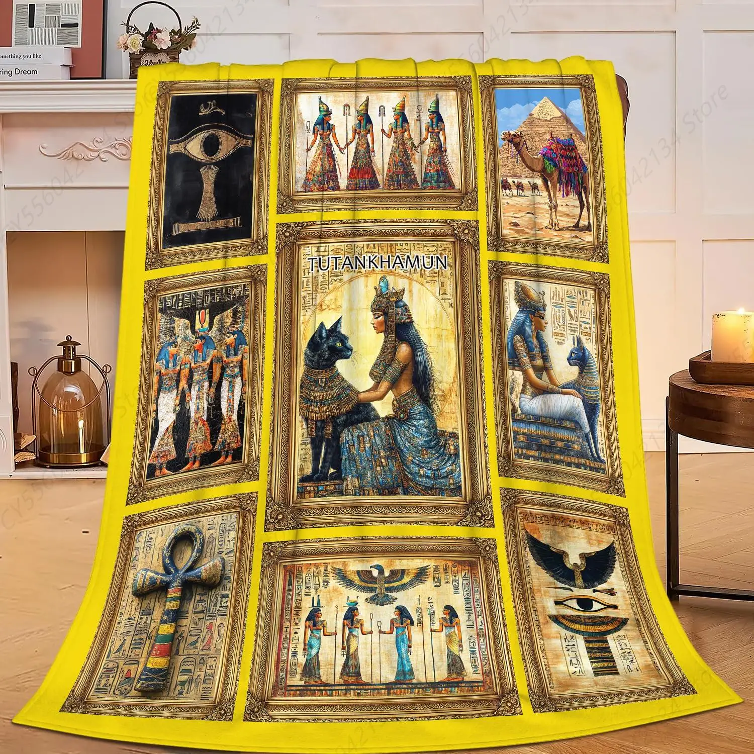

Ancient Egypt Blanket Egyptian Throw Blanket Soft Cozy Warm Fuzzy Fleece Lightweight Plush Merch Rustic Egypt Decor Gifts Lover