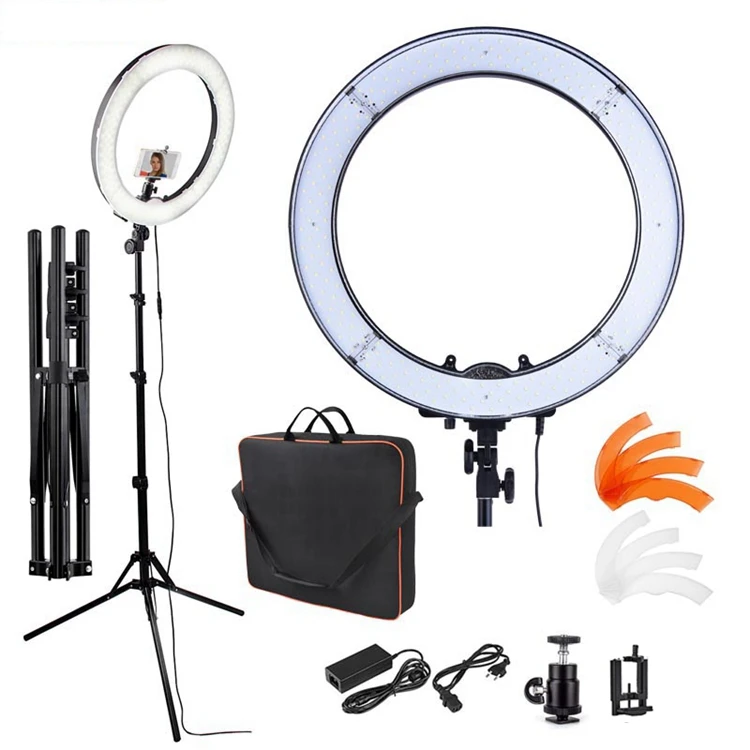 FOSOTO RL-18 55W 240 LED Dimmable 5500K 18 inch ring light With Tripod Stand Mirror for Camera Photo Studio Phone Video