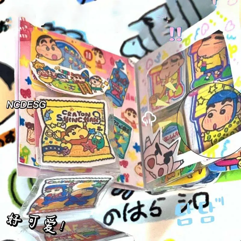 Cartoon Kawaii Cute Crayon Shin-Chan Mini Card Book Diy Production Quiet Book Material Package Cute Toys Birthday Gift For Kids