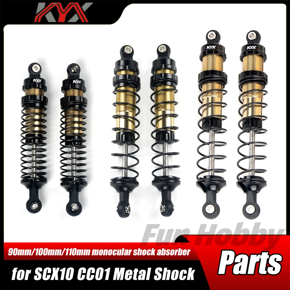 KYX 90mm/100mm/110mm Metal Hydraulic Shock Absorber 2PCS for 1/10 Axial SCX10 D90 SCX10 CC01 RC Model Car Conversion Parts