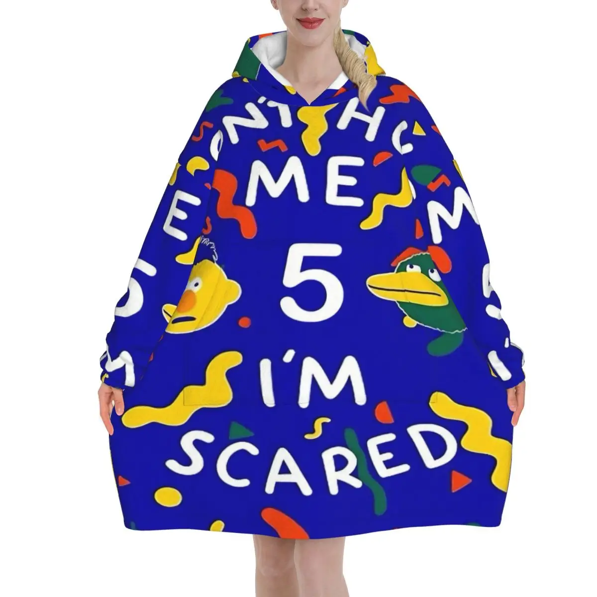 Don't Hug Me I'm Scared Oversized Blanket Hoodie Sweatshirt Long Fleece Hooded Wearable Blanket with Large Pocket for Women Men