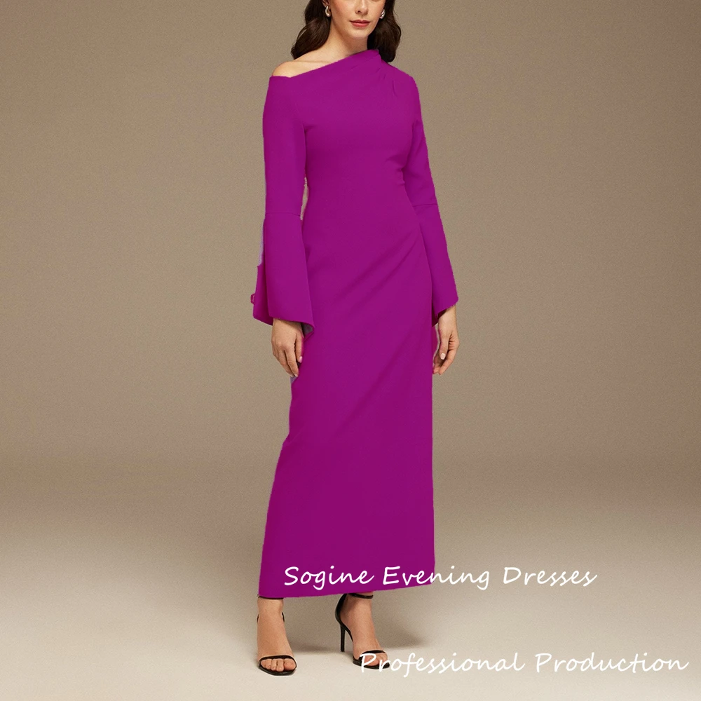 الأرجواني غير المتماثلة الرقبة متوهج كم طويل فساتين لحضور الحفلات الموسيقية 2025 كم طويل رداء حفلات رسمية للنساء مخصص فستان Fساتين Shrera