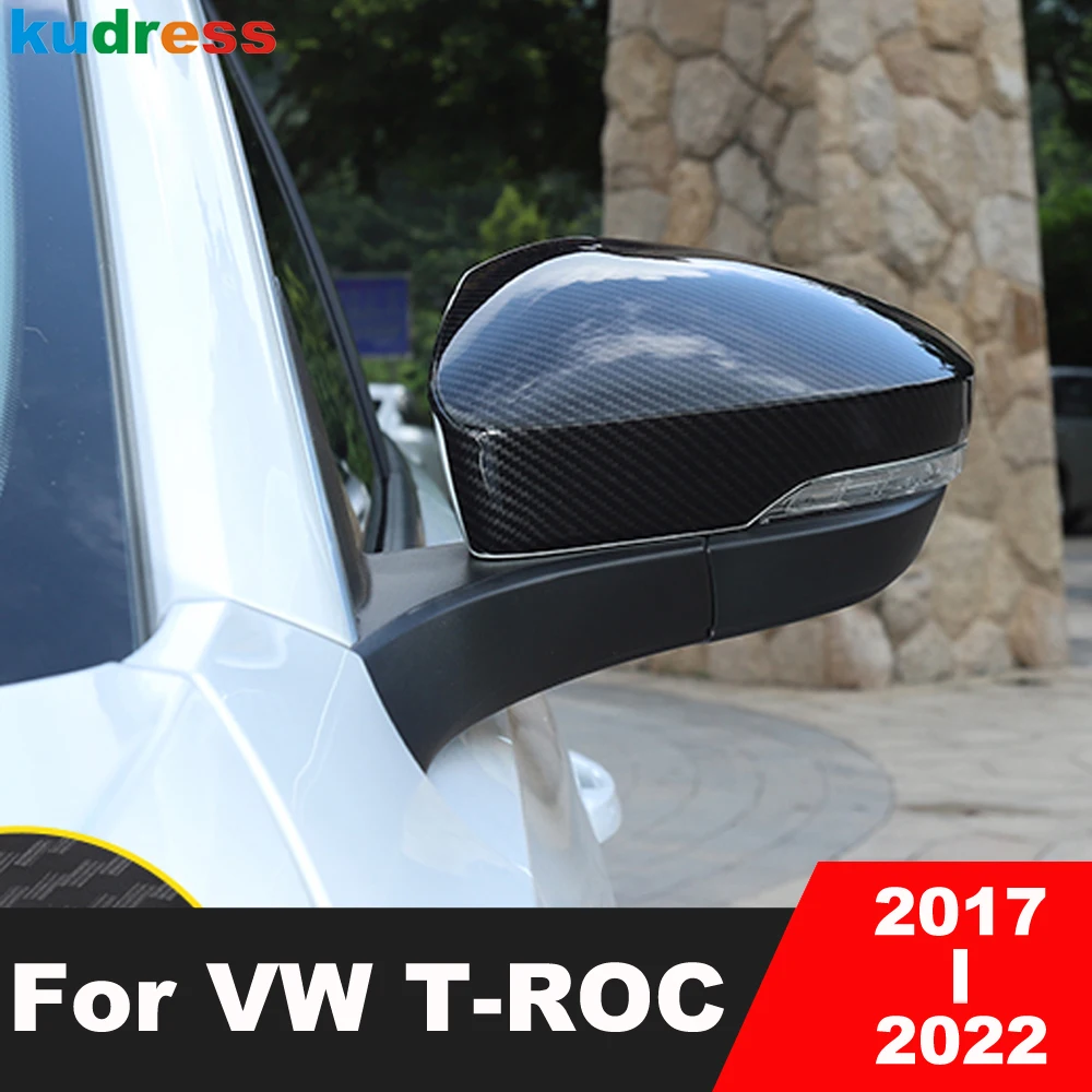Rearview Mirror Cover Trim For Volkswagen VW T-ROC TROC 2017-2020 2021 2022 Carbon Fiber Side Wing Mirrors Cover Car Accessories