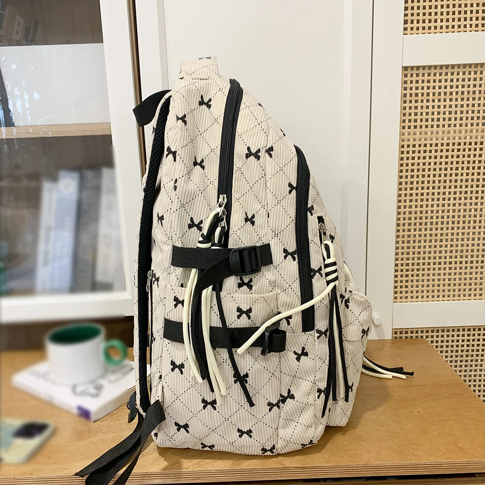 حقيبة ظهر مخططة للأزياء النسائية، حقيبة ظهر ترفيهية ذات سعة كبيرة، المشي لمسافات طويلة في الهواء الطلق، حقيبة ظهر خفيفة الوزن للسفر