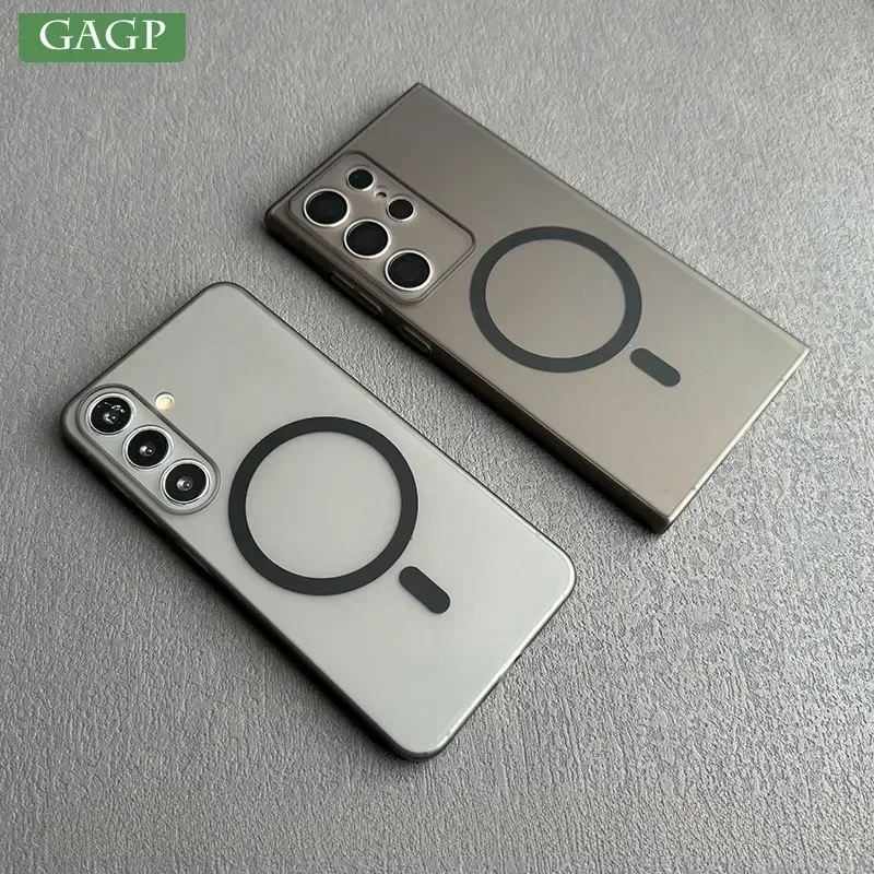 Slim Matte Magsafe Case for Samsung S25 S24 S23 Ultra S22 Plus Transparent 0.3mm Ultra Thin PP Cover for Galaxy S24 Plus Capa