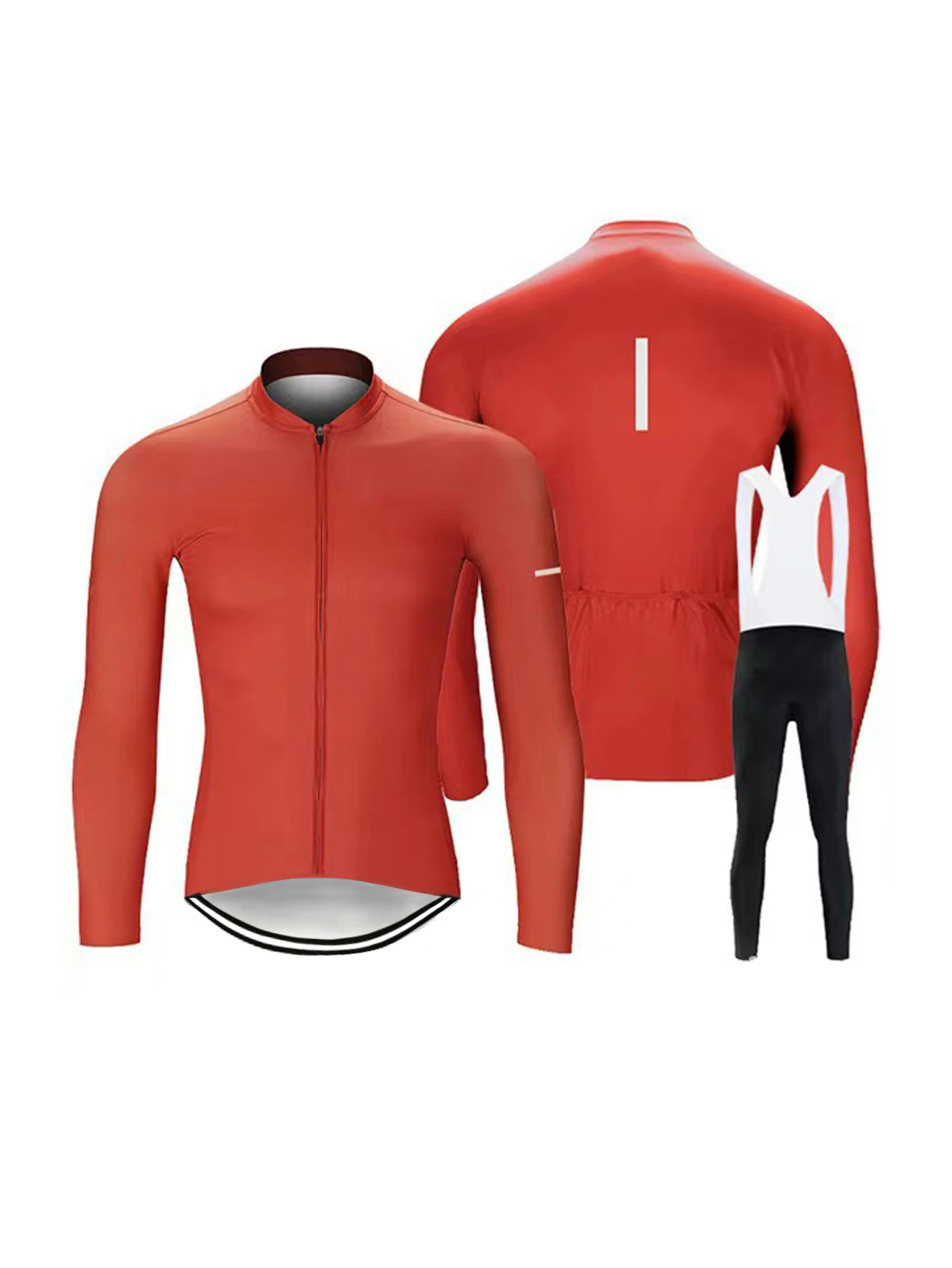 

Men's Cycling Clothing Set Long Sleeve Cycling Jersey Zipper Pocket Bike Outfit Cycling Bib Pants 3D Padded