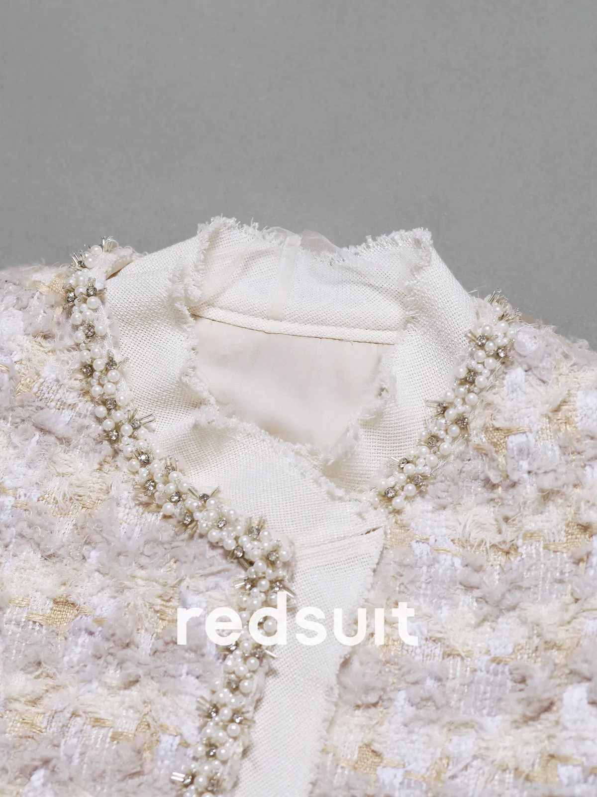 New Heavy industry nail bead lace mesh splicing diagonal placket jacket Custom Sizes