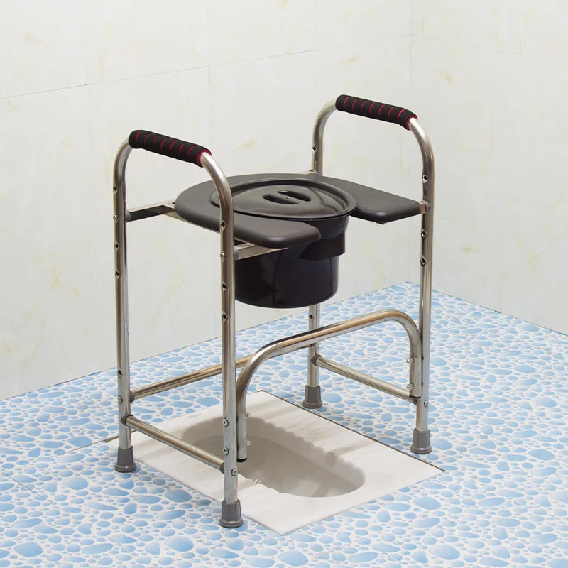 Toilet Safety Frame Adjustable Height Bedside Commode Walker Dual Use Standing Aid Support for Elderly Disabled
