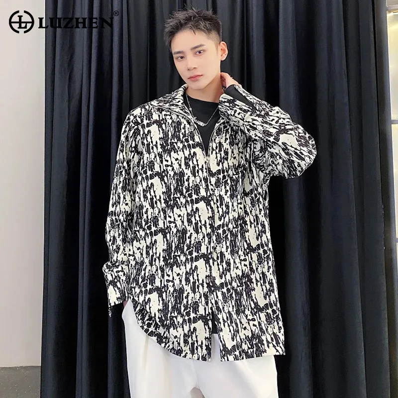

LUZHEN 2024 Spring Stylish New Printed Design Long Sleeved Shirts Korean Original Men Personality Trendy Street Jackets LZ3773