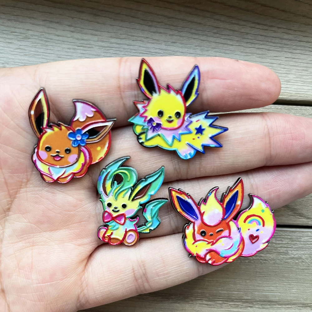 9 Stück bunte Chibi-Fantasie-Kreaturen-Emaille-Pins, niedliche Monster-Elfen-Evolutions-Anstecknadeln, Sammlerstücke für Rucksack-Abzeichen – Detail 4