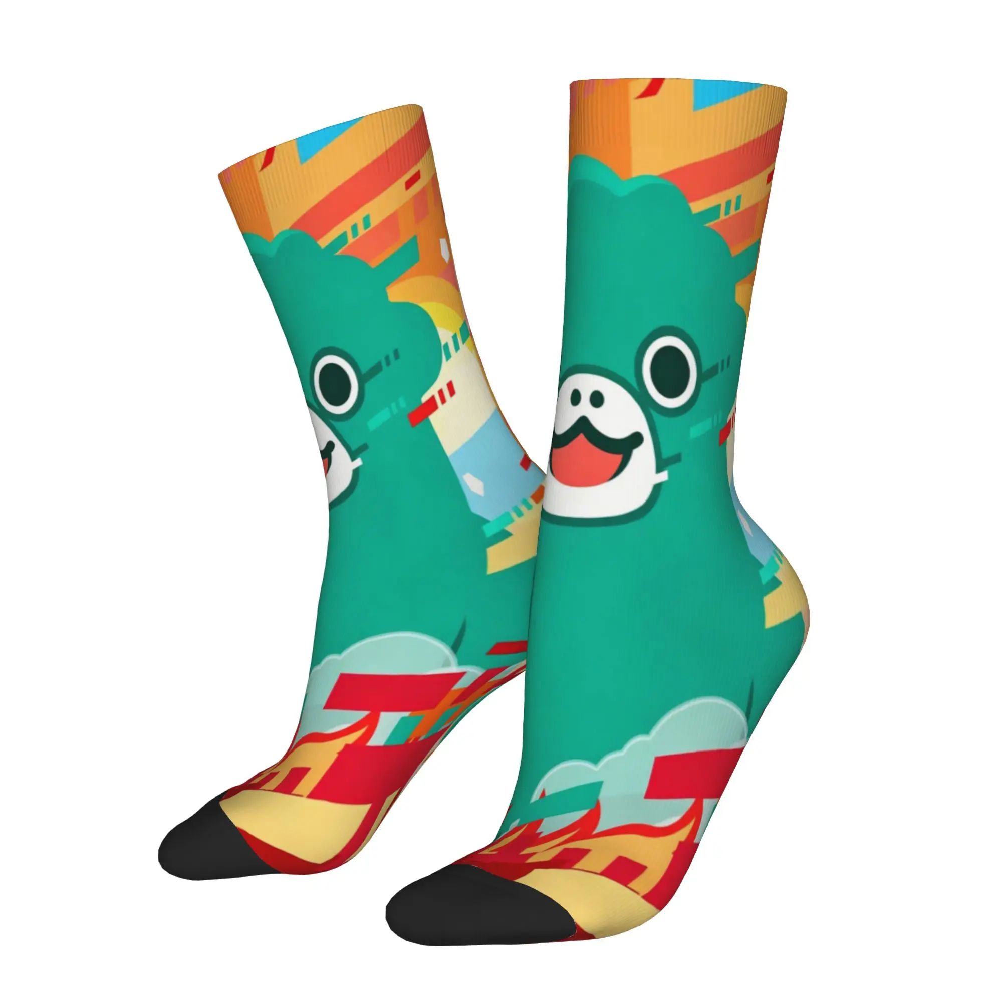Harajuku Chibi Monster Raids Again Basketball Socks Cartoon Polyester Crew Socks for Women Men Non-slip