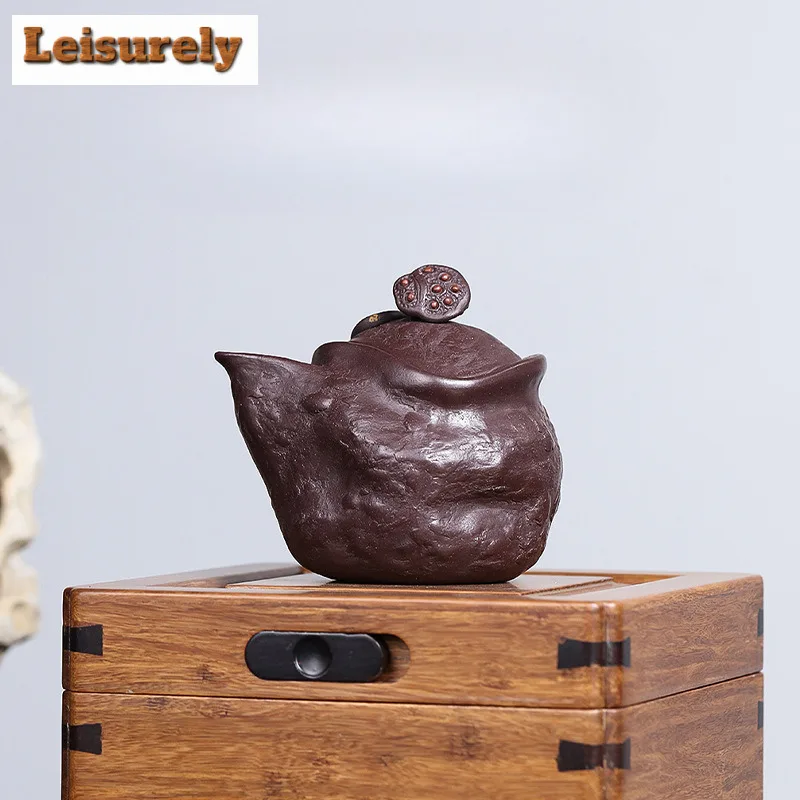 

240ml Luxury Yixing Purple Clay Teapots Handmade Lotus Seed Pot Raw Ore Purple Mud Kettle Zisha Teaset Collection Drinkware Gift