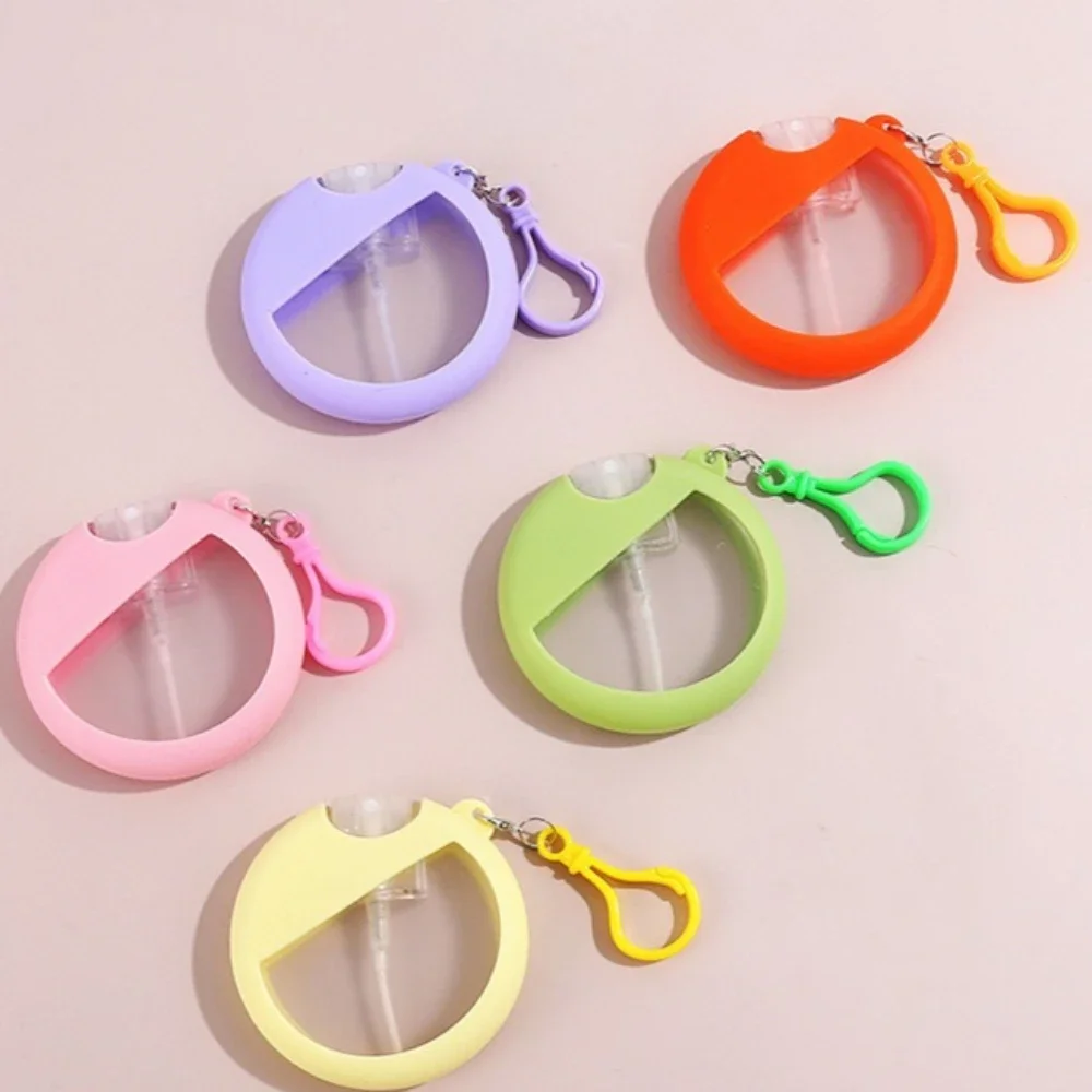 25ml 1pcs Round Card Perfume Bottle Spray Silicone Protective Cover Keychain Portable Refillable Cosmetic Sample Container