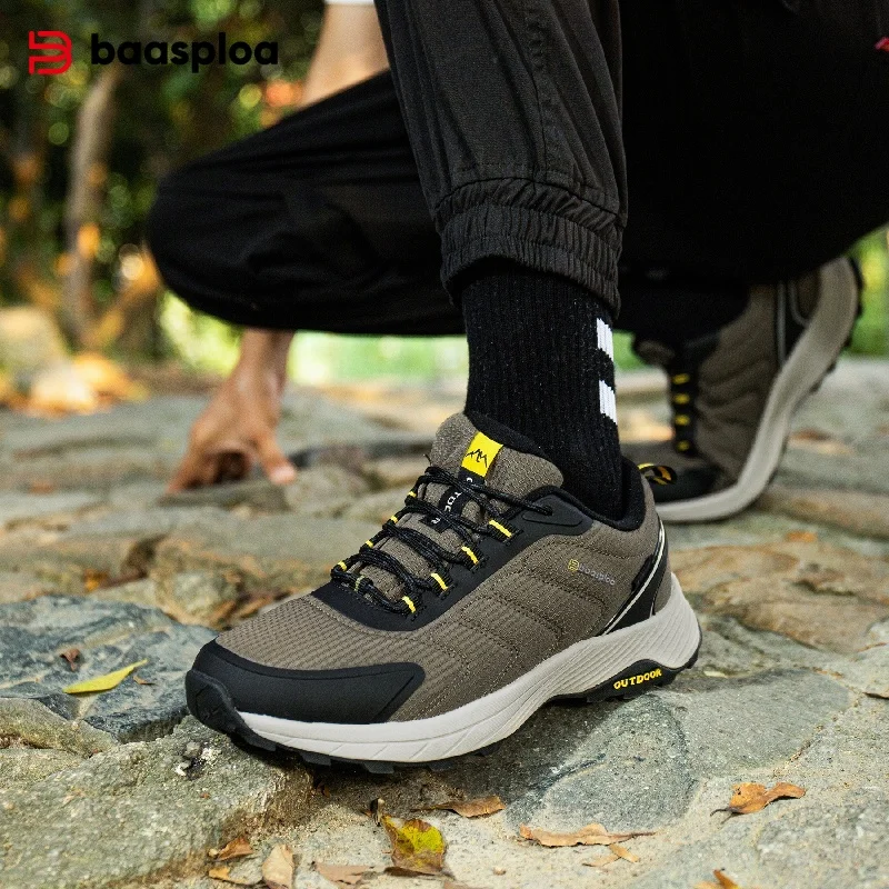 

Baasploa Men Hiking Shoes Wear-Resistant Non-slip Outdoor Sneakers Fashion Anti Splash Water Light Male Casual Walking Shoes