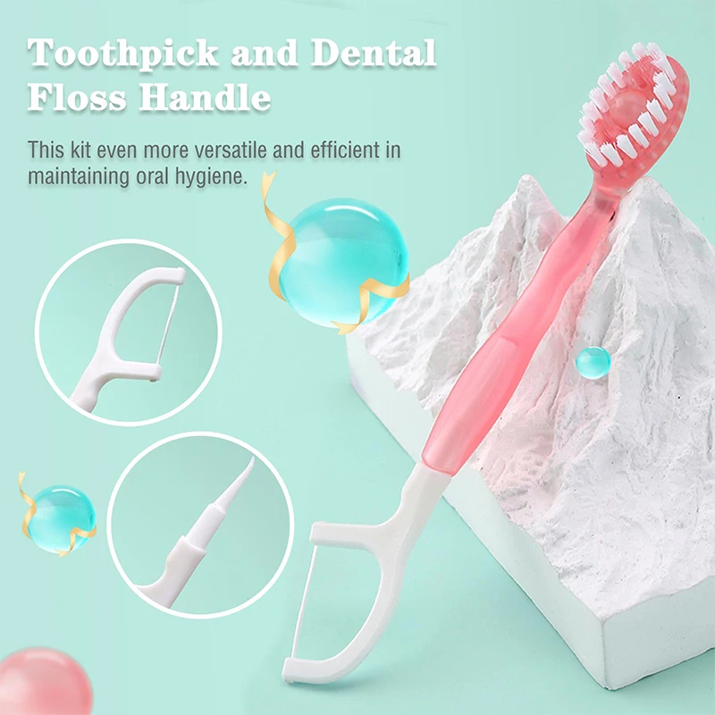 2 In 1 Mini Cleaning Toothbrush Mint flavor Peach flavor Exploded Bead  Disposable Oral Cleaning Toothbrush With Dental Floss