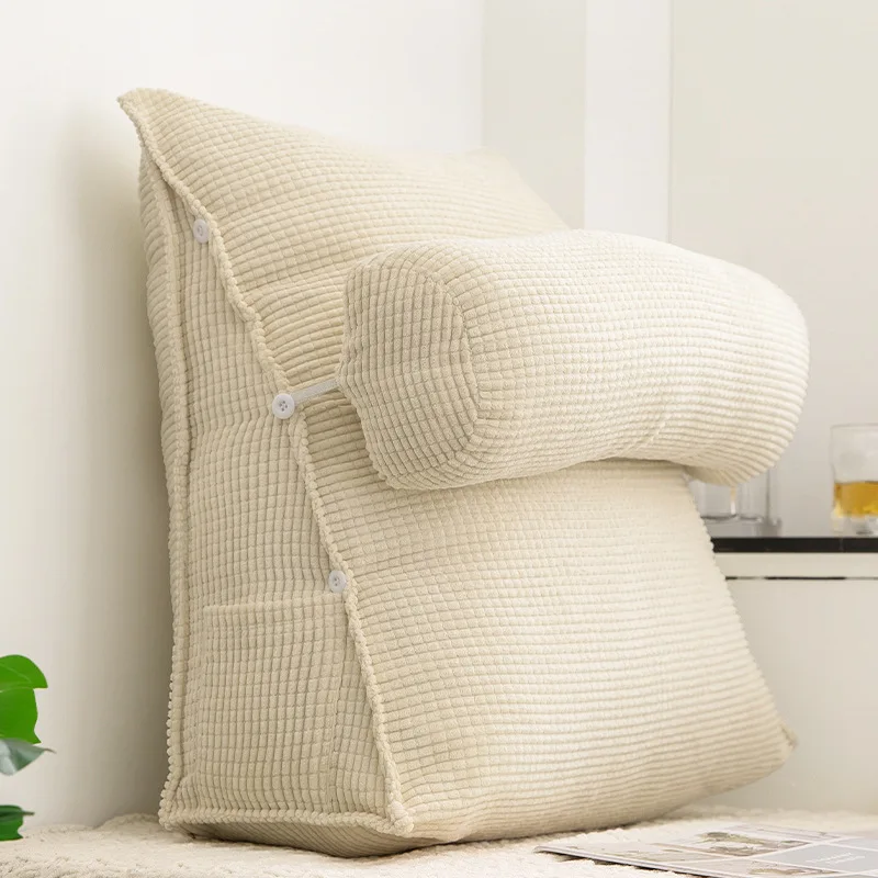 Large Waist Support Backrest Cushion for Sofa and Bed, Soft PP Cotton Filled Lumbar Pillow for Office Chair, Detachable