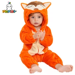 MICHLEY Halloween Cute Cartoon Flanella Pagliaccetti per bambini Stitch Volpe Pigiama Cotone Neonato Ragazze Costume animale Animali Tuta per bambini