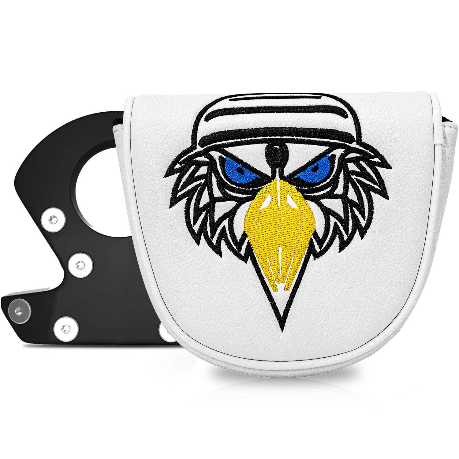 1pc Eagle Head Mallet Putter Cover Magnetic Closure Semi-Circle Putter Headcover Golf Club Protective Sleeve Golf Accessories