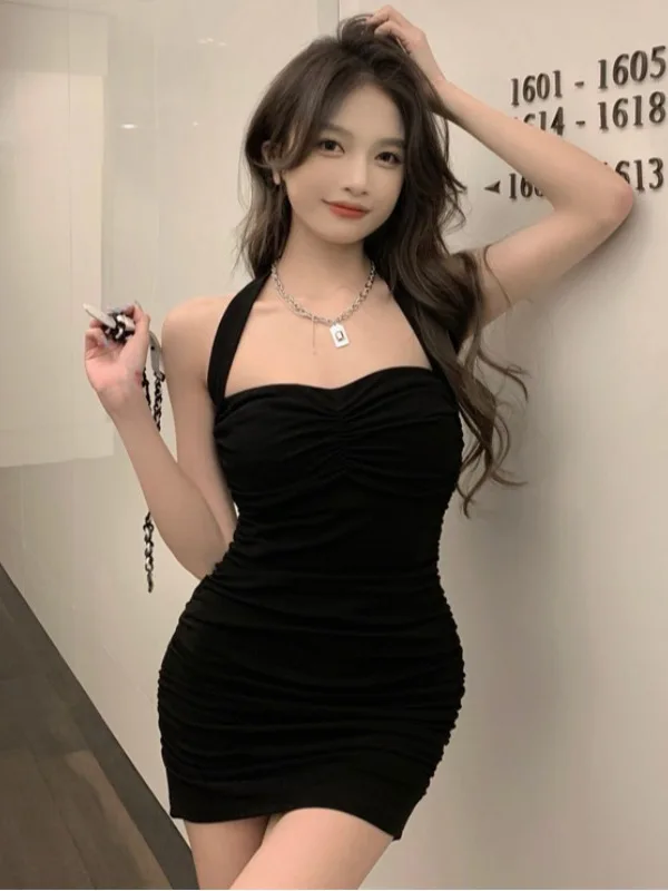 

Hot Korean Style Girl Off Shoulder Hanging Neck Suspender Dress For Female Wrap Buttock Skirt Summer Beach Trendy Clothes DEKU