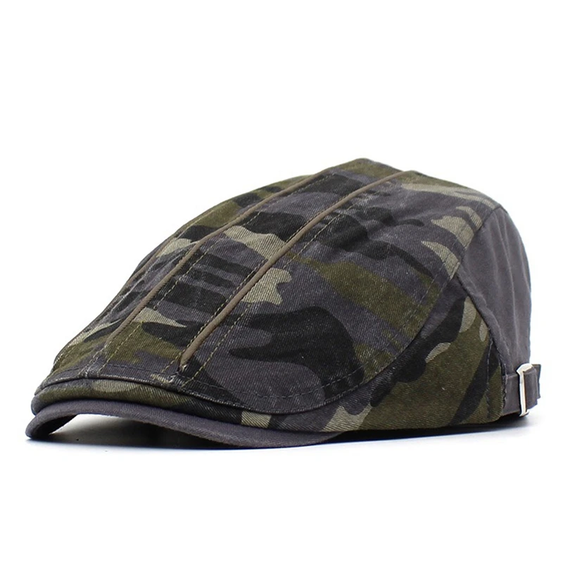 Camouflage Beret Cap Breathable Cotton Classic Newsboy Hat Green Golf Caps Leisure Touring Hats Driving Fishing Cabbies Headwear