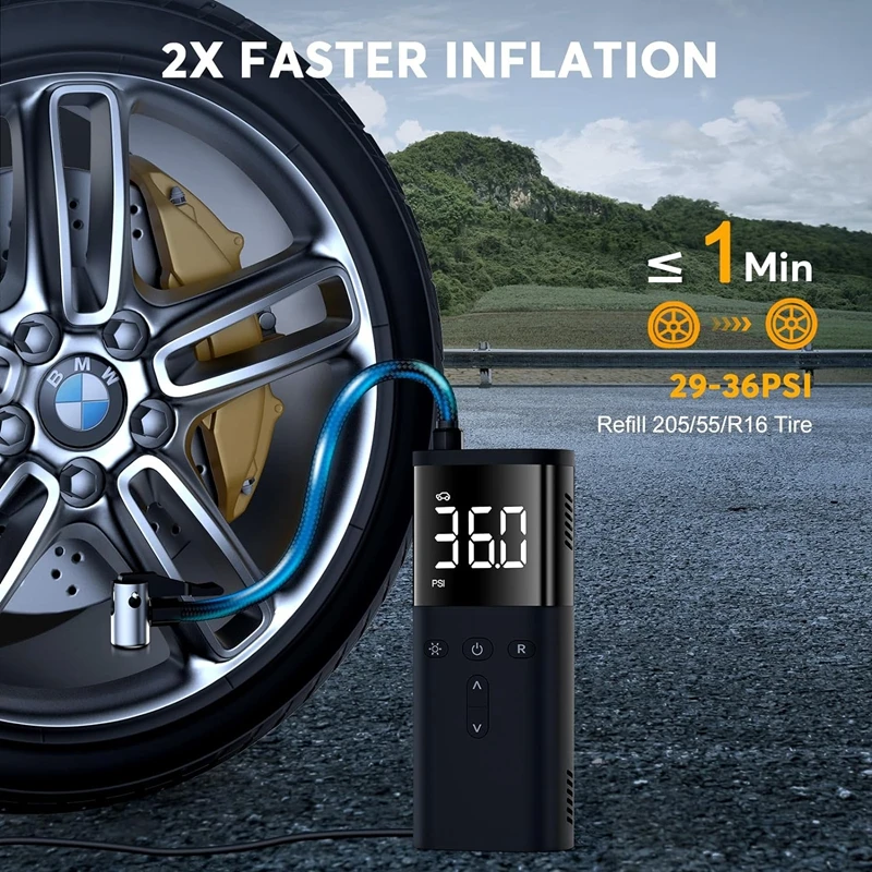 Wireless Car Air Pump Portable Air Compressor for Car Motorcycles Bicycle Electric Digital Display Tire Inflator Car Accessories