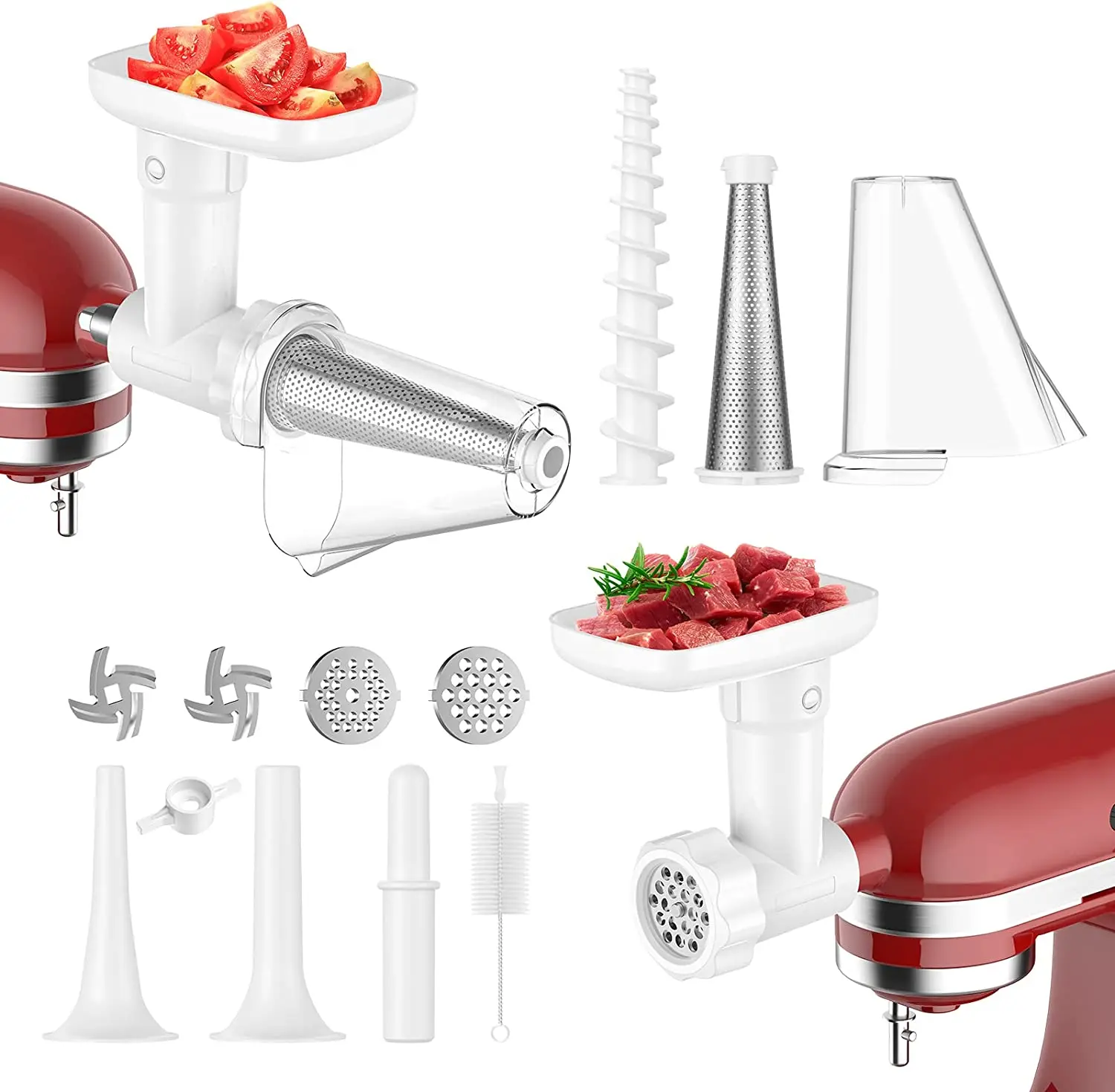 

Fruit and Vegetable Attachment Strainer Set with Meat Grinder for Kitchenaid, Fruits Jucier Vegetables Strainer Attachemen