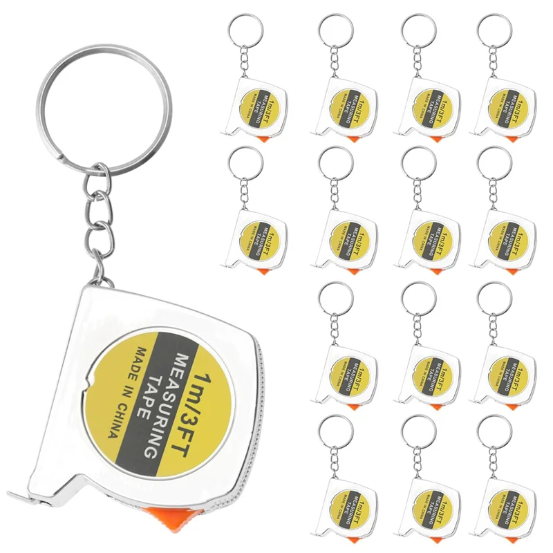 ABAE-15 Pcs Mini Tape Measure, Retractable Keychain Tape Measurement 1 M/3 FT Inch/Metric Scale Small Flexible Measuring Tape