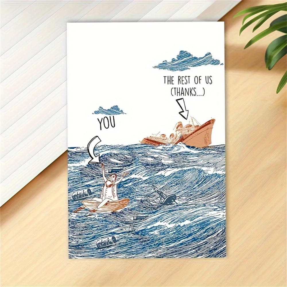 1pc,Sinking Ship Leaving Card, Funny New Job Card for Work Colleague, Coworker Leaving Card, Going Away Card for Him Her, Goodby