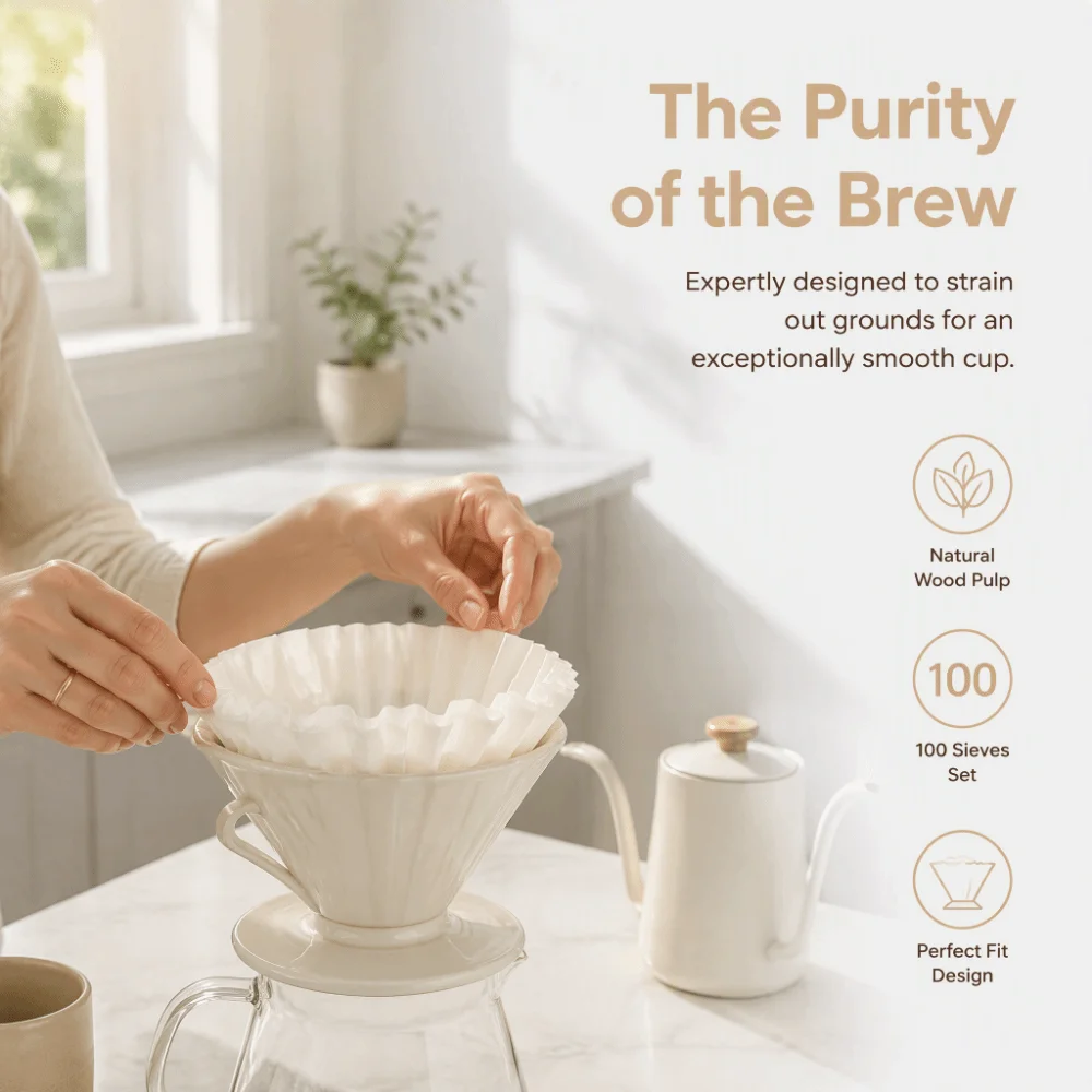 Extra Large Size Disposable Coffee Filters 12-Cup Premium Quality Replacement Coffee Filter Paper Smooth Brew Extraction