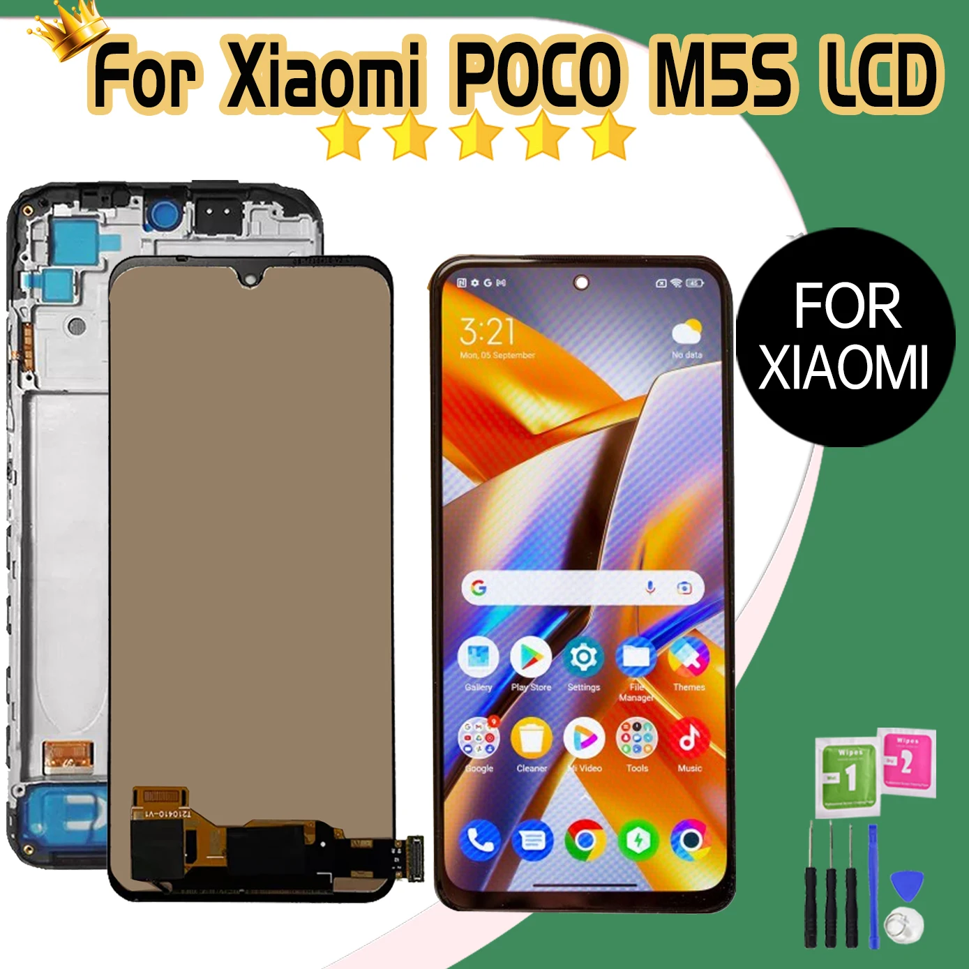 6.43\'\' AMOLED For Xiaomi Poco M5s Lcd Touch Panel Screen For POCOM5s 2207117BPG Lcd with Frame Digitizer Assembly Replacement