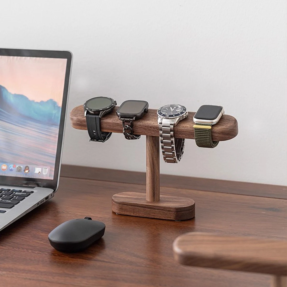 Natural Walnut Wood Watch Display Stand (2 Sizes) - Large Capacity Organizer for Multiple Watches & Smartwatches image 4