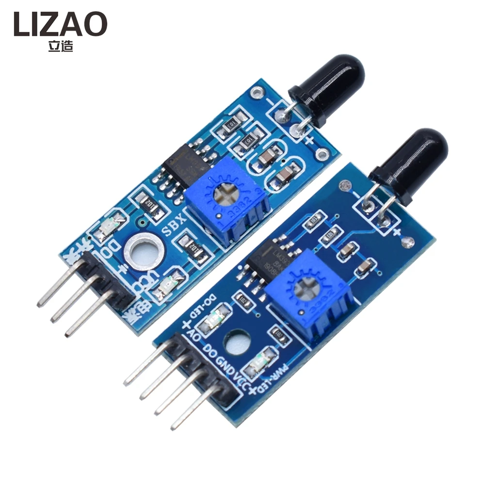 LIZAO 3/4 Wire Flame Sensor Module, Infrared Fire Detector with Dual Output for Fire Alarm and Arduino Projects
