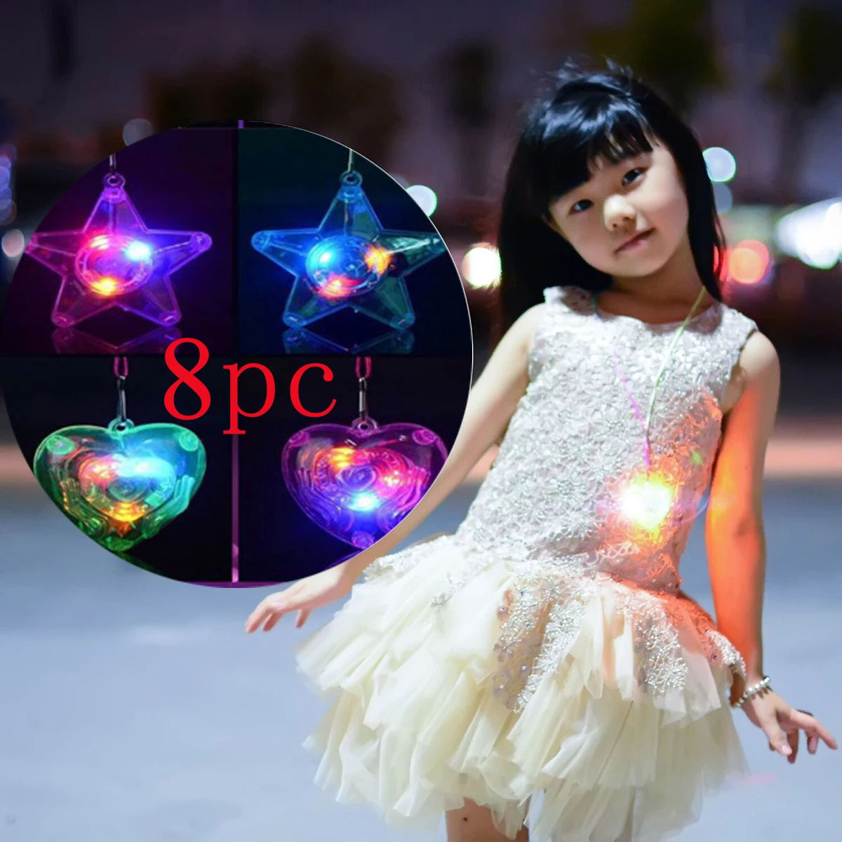

LED Necklace 5x3cm Colorful Shining Pendants Plastic Module Wedding Birthday Party Supplies Star Heart Shape Glow LED Sparkle
